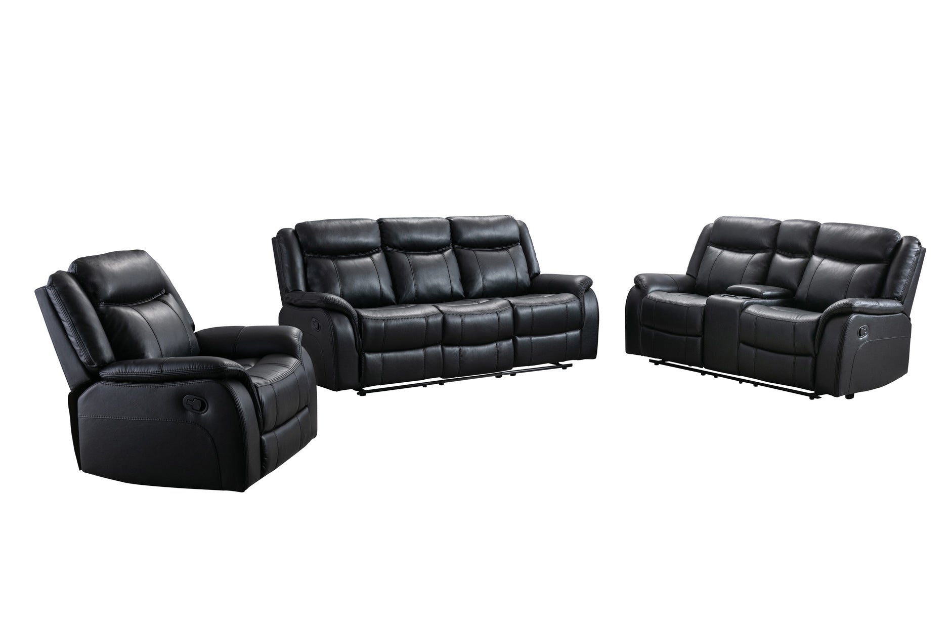 Black Leather Paxton Recliner Sofa Set 99926BLK