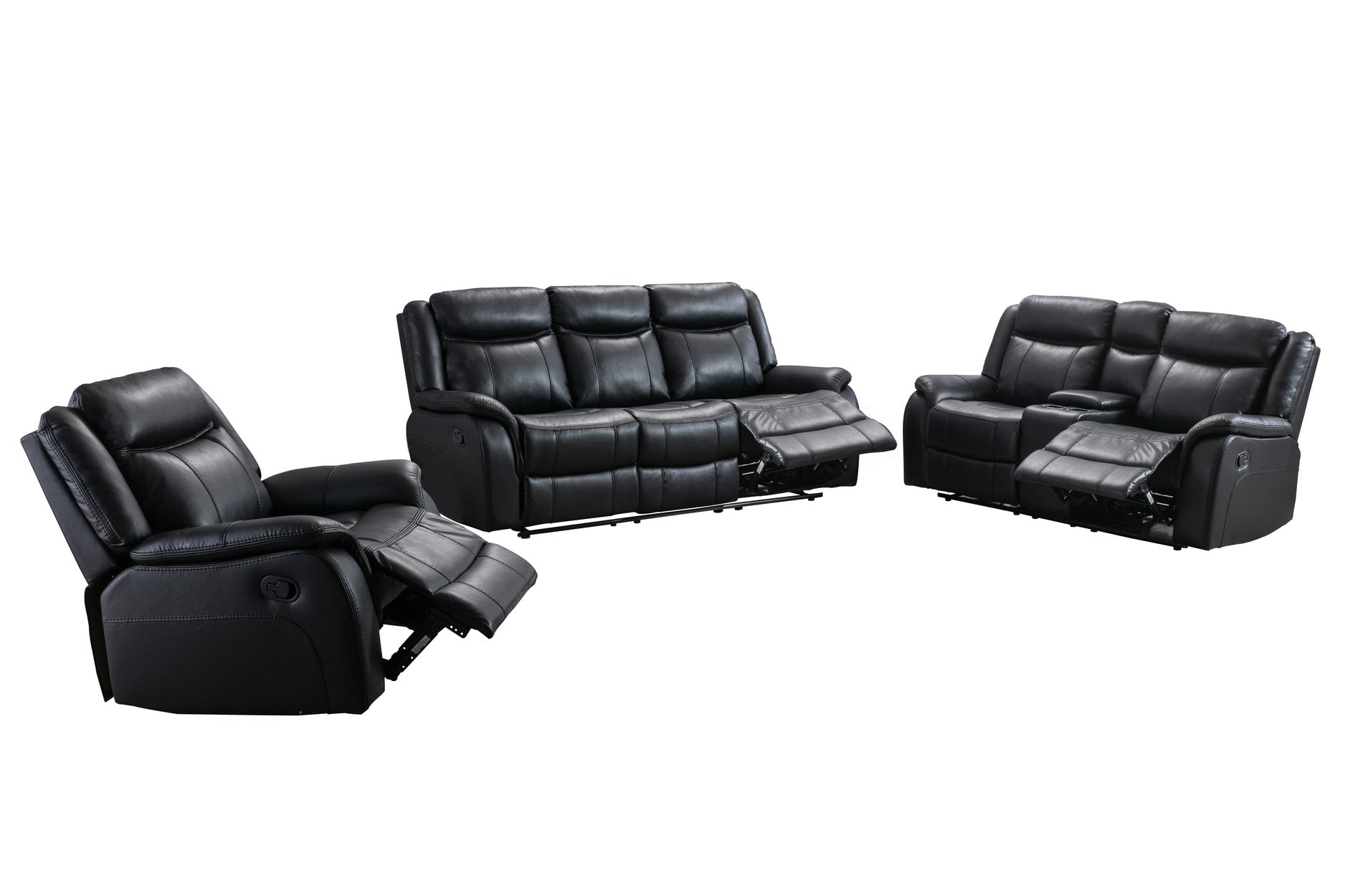 Black Leather Paxton Recliner Sofa Set 99926BLK