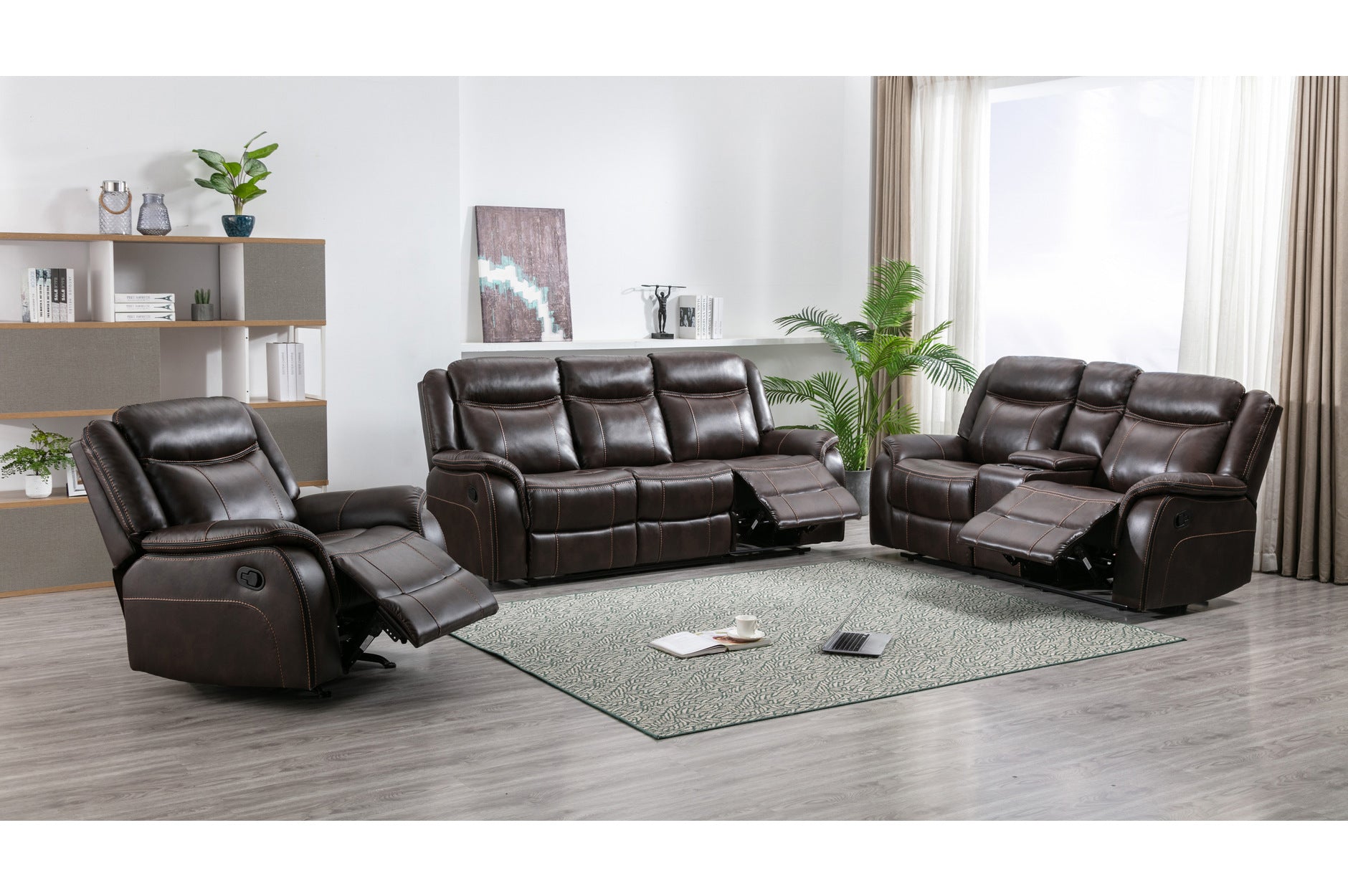 Brown Leather Paxton Recliner Sofa Set 99926BRW