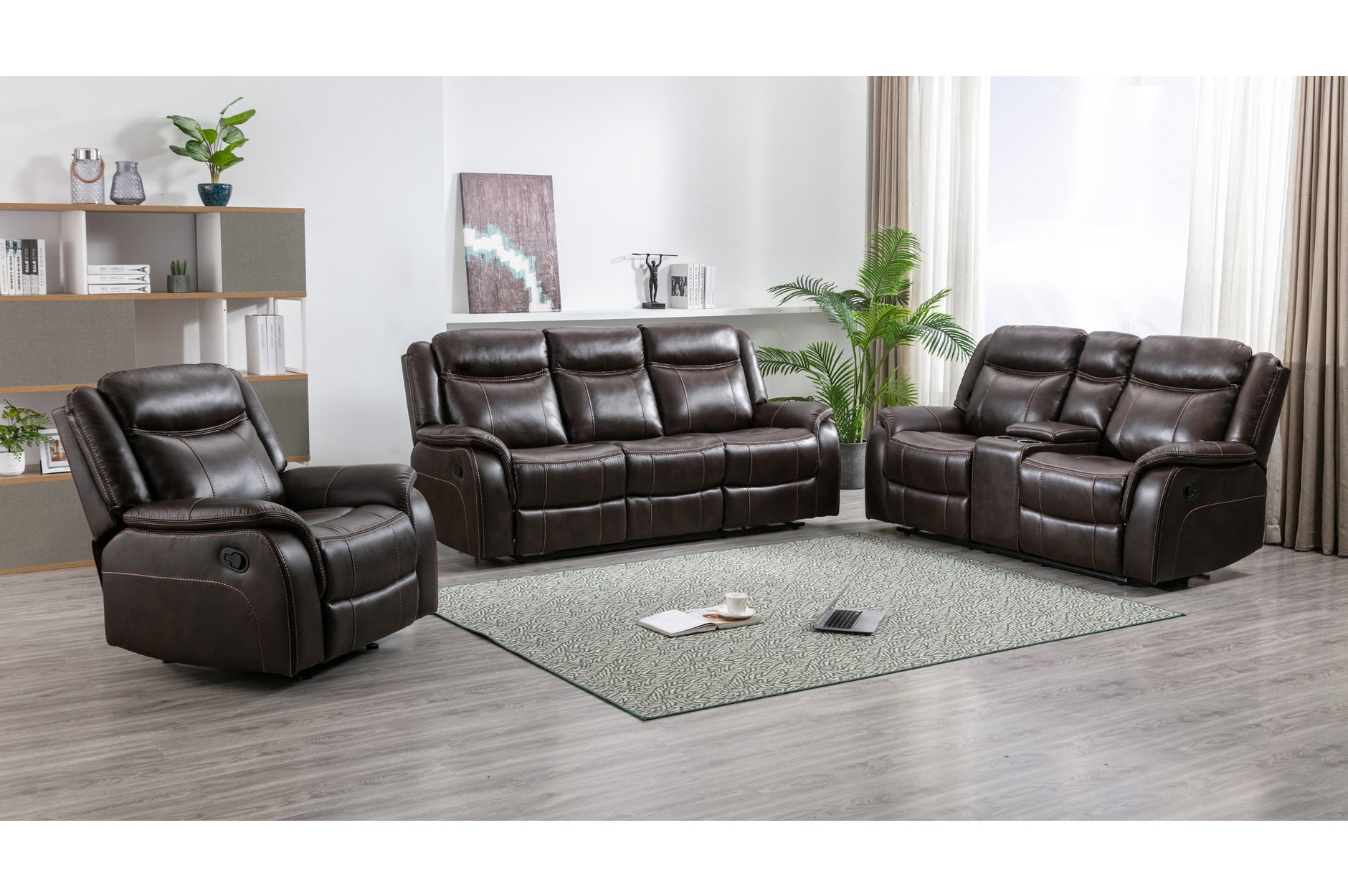 Brown Recliner Sofa Set