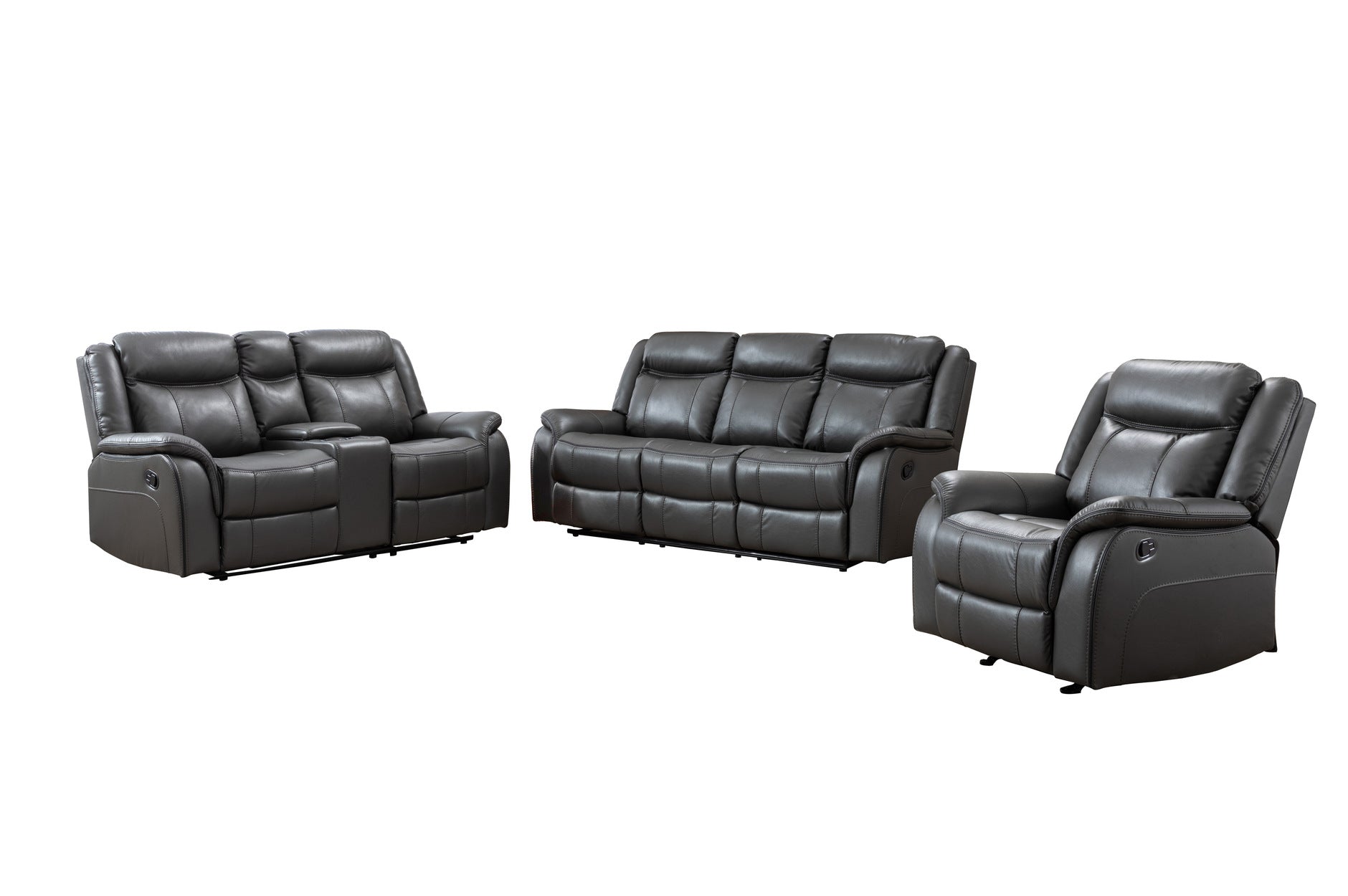 Grey Leather Paxton Recliner Set 99926GRY