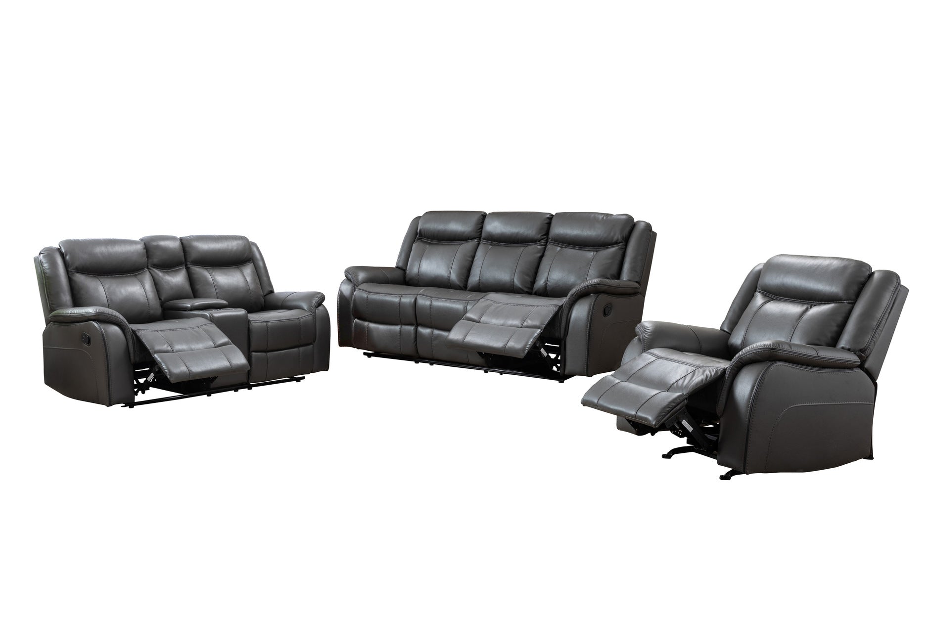 Grey Leather Paxton Recliner Set 99926GRY