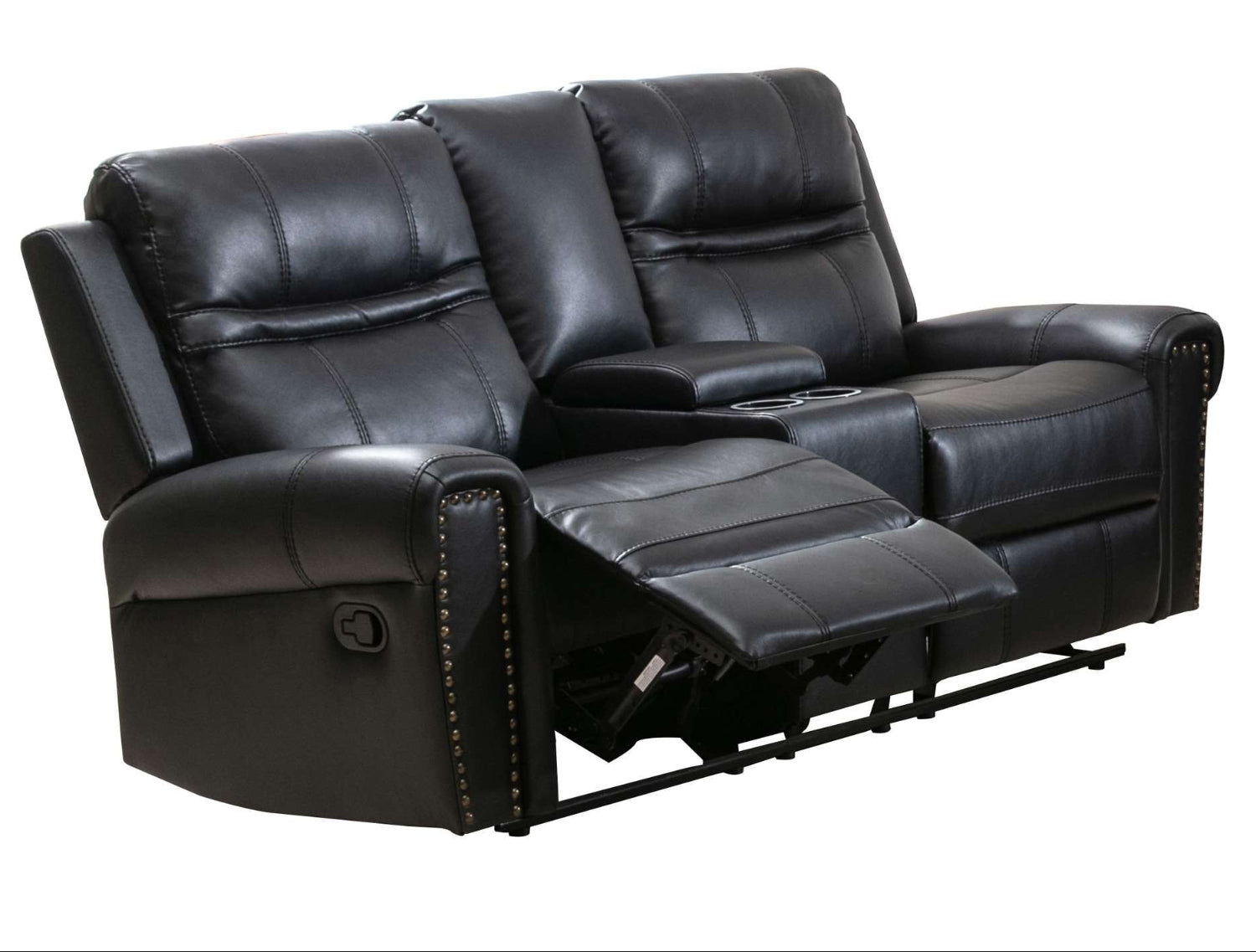 Emerson Black Leather Gel Manual Recliner Loveseat 99927