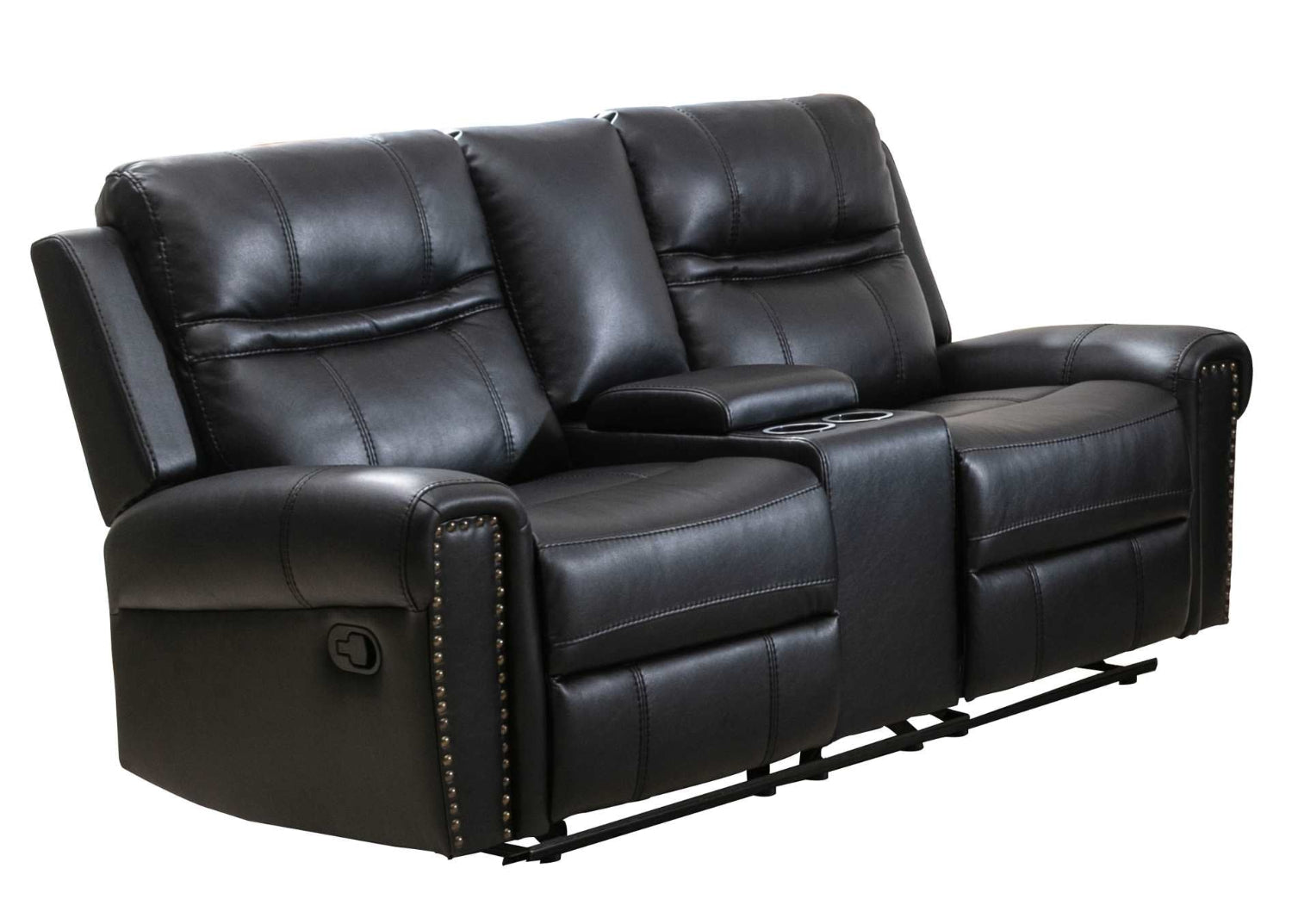 Emerson Black Leather Gel Manual Recliner Loveseat 99927