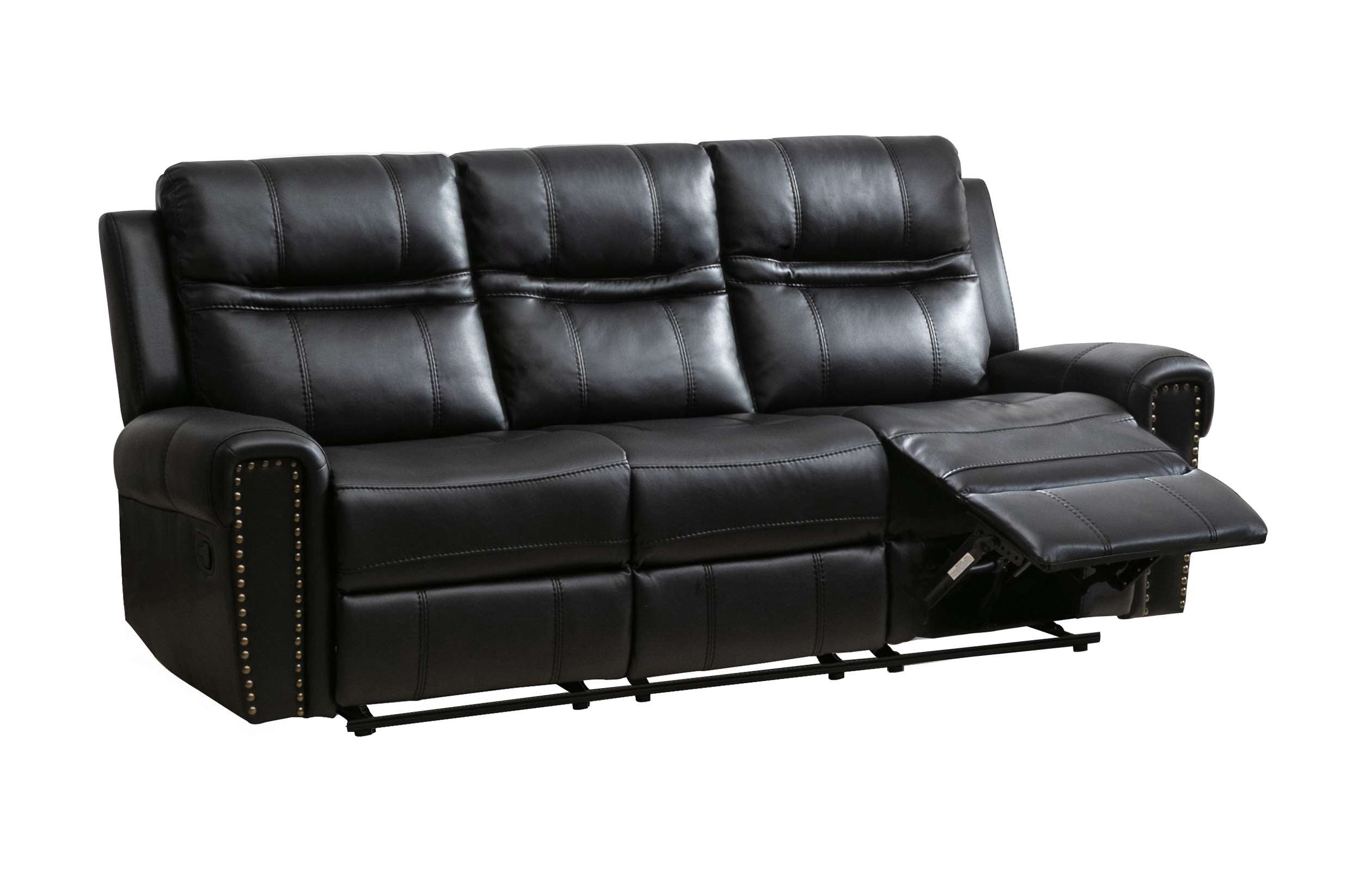 Emerson Black Leather Gel Manual Recliner Sofa Set 99927