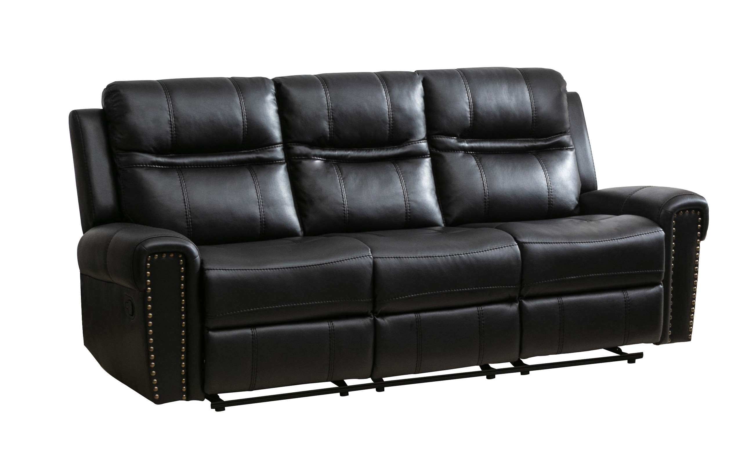 Emerson Black Leather Gel Manual Recliner Sofa Set 99927