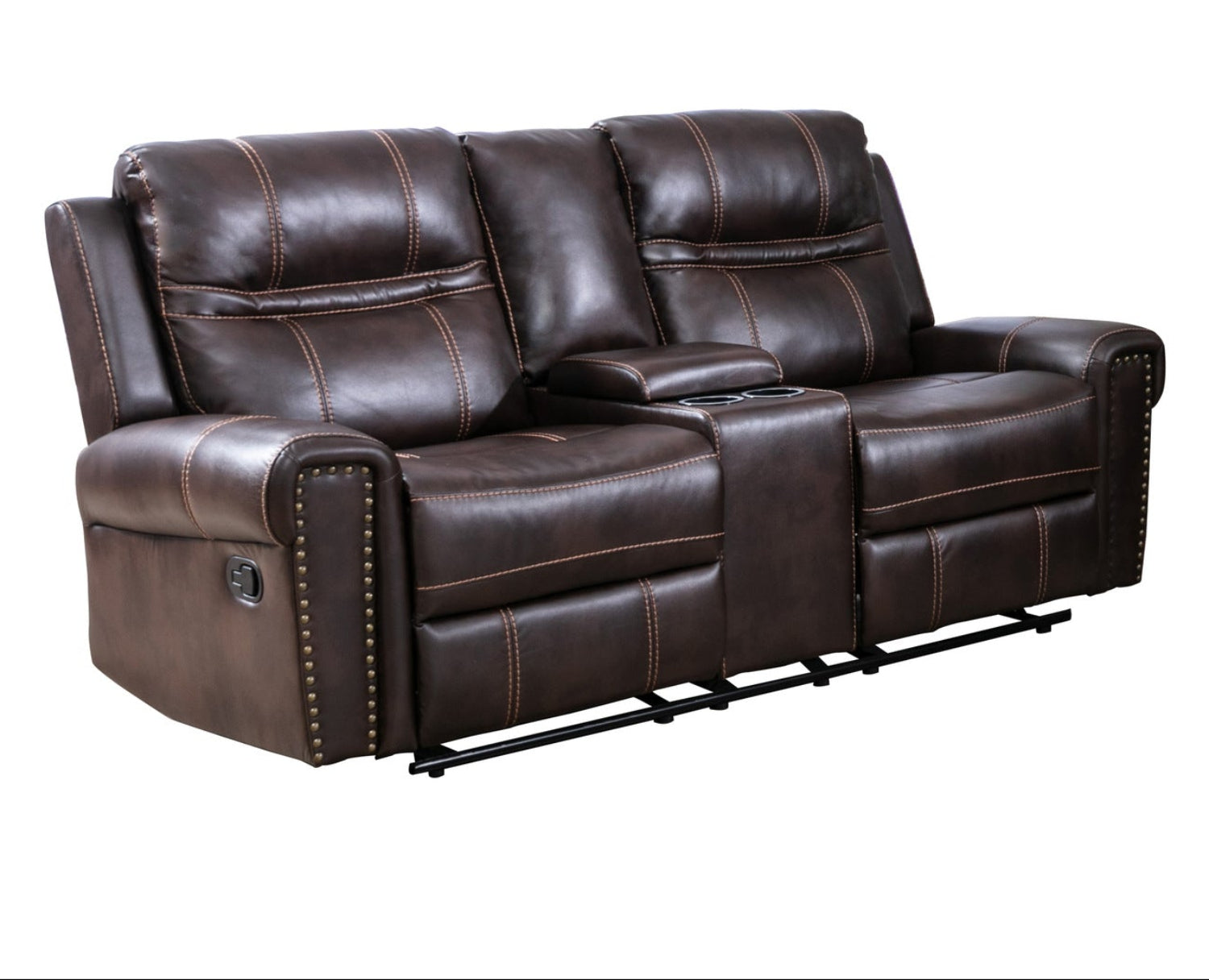 Emerson Brown Leather Gel Manual Recliner Loveseat 99927