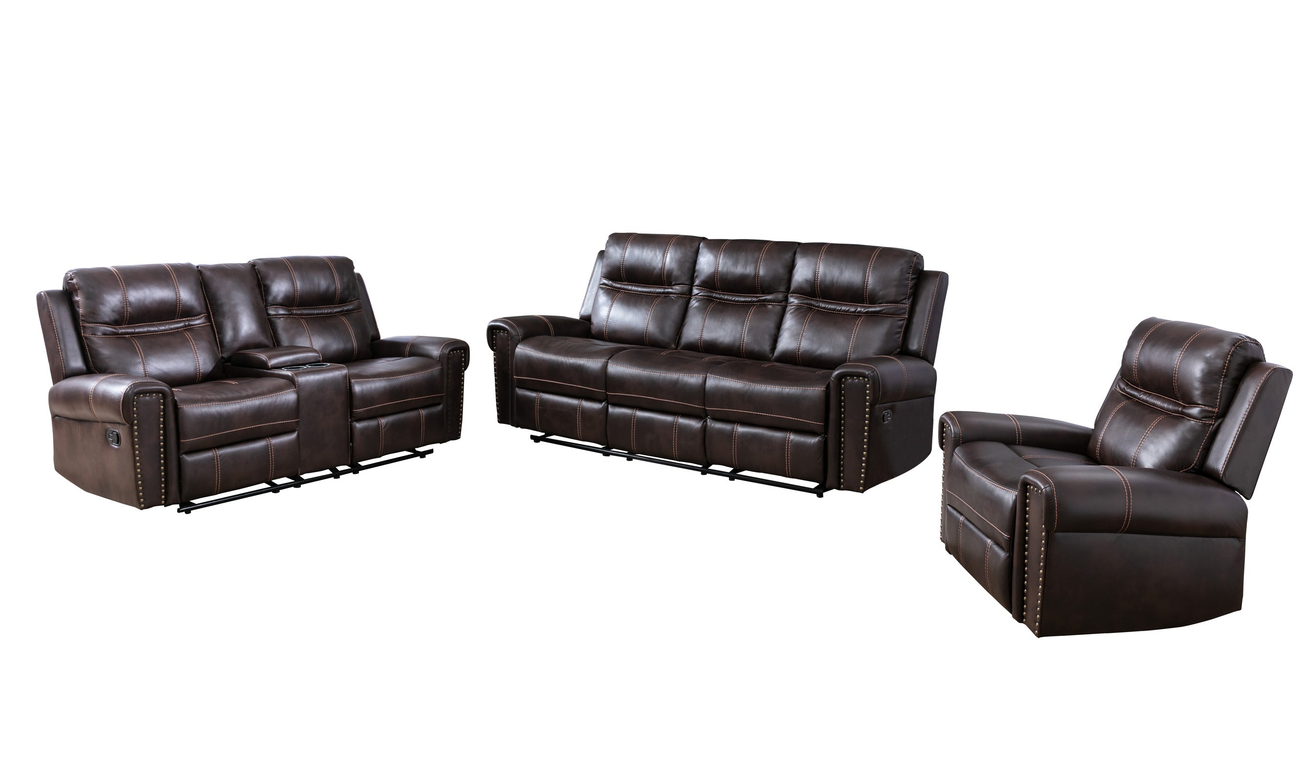 Emerson Brown Leather Gel Manual Recliner Loveseat 99927