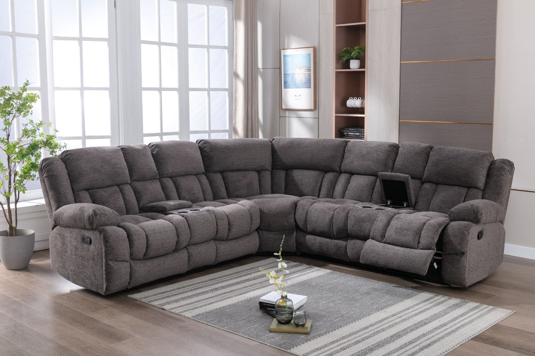 Presley Grey Fabric Recliner Sofa 99928GRY