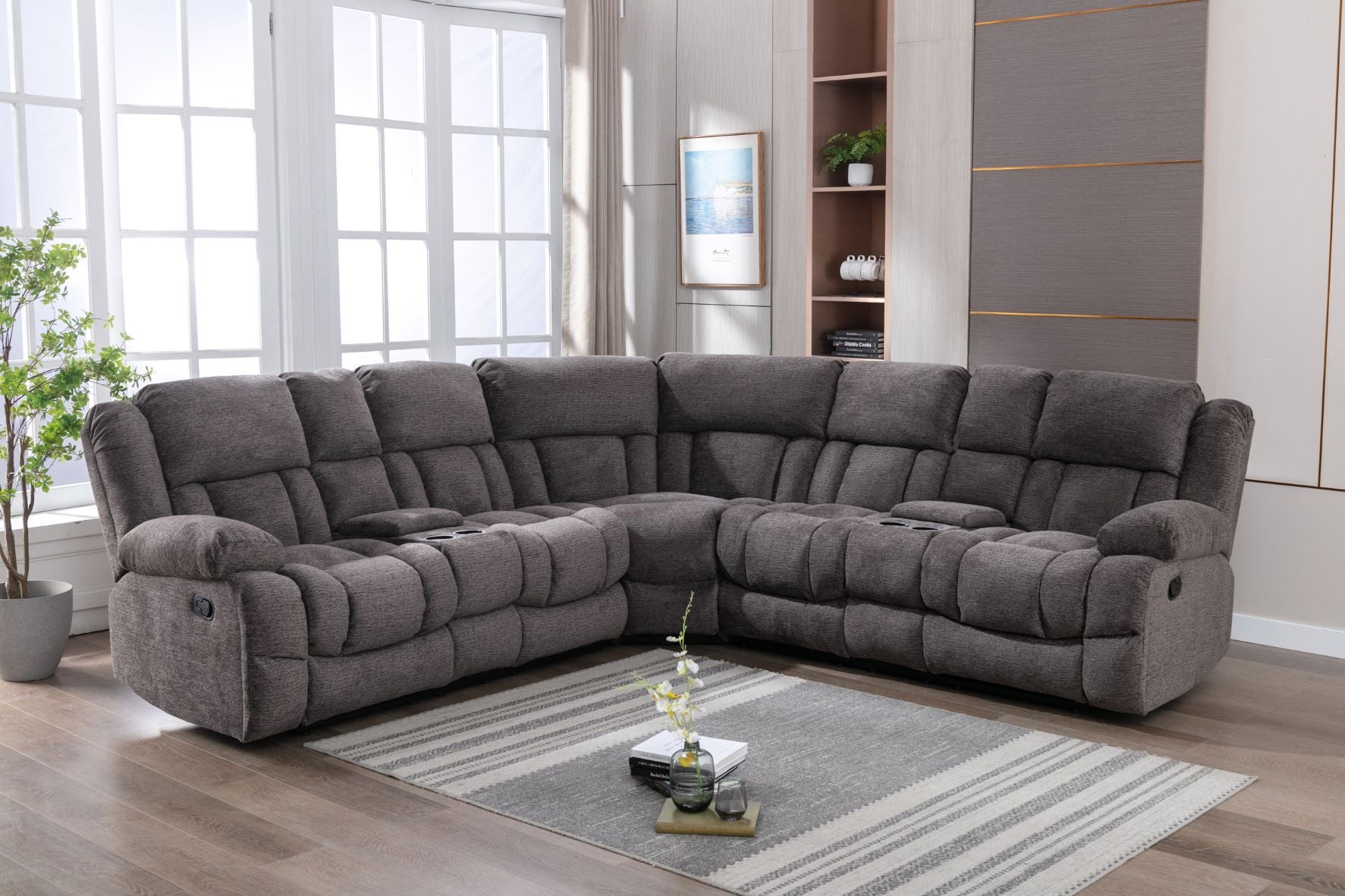 Presley Grey Fabric Recliner Sofa 99928GRY