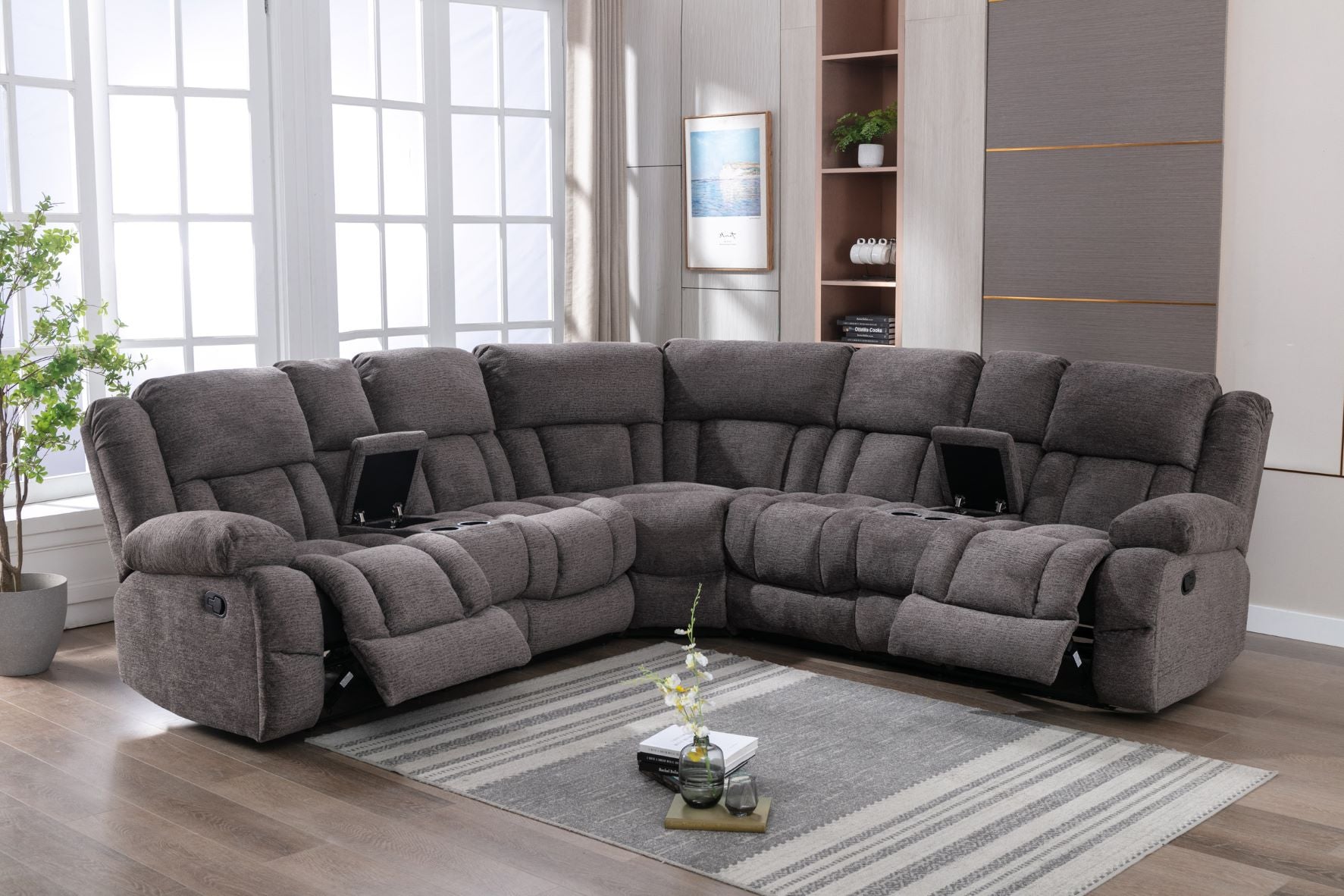Presley Grey Fabric Recliner Sofa 99928GRY