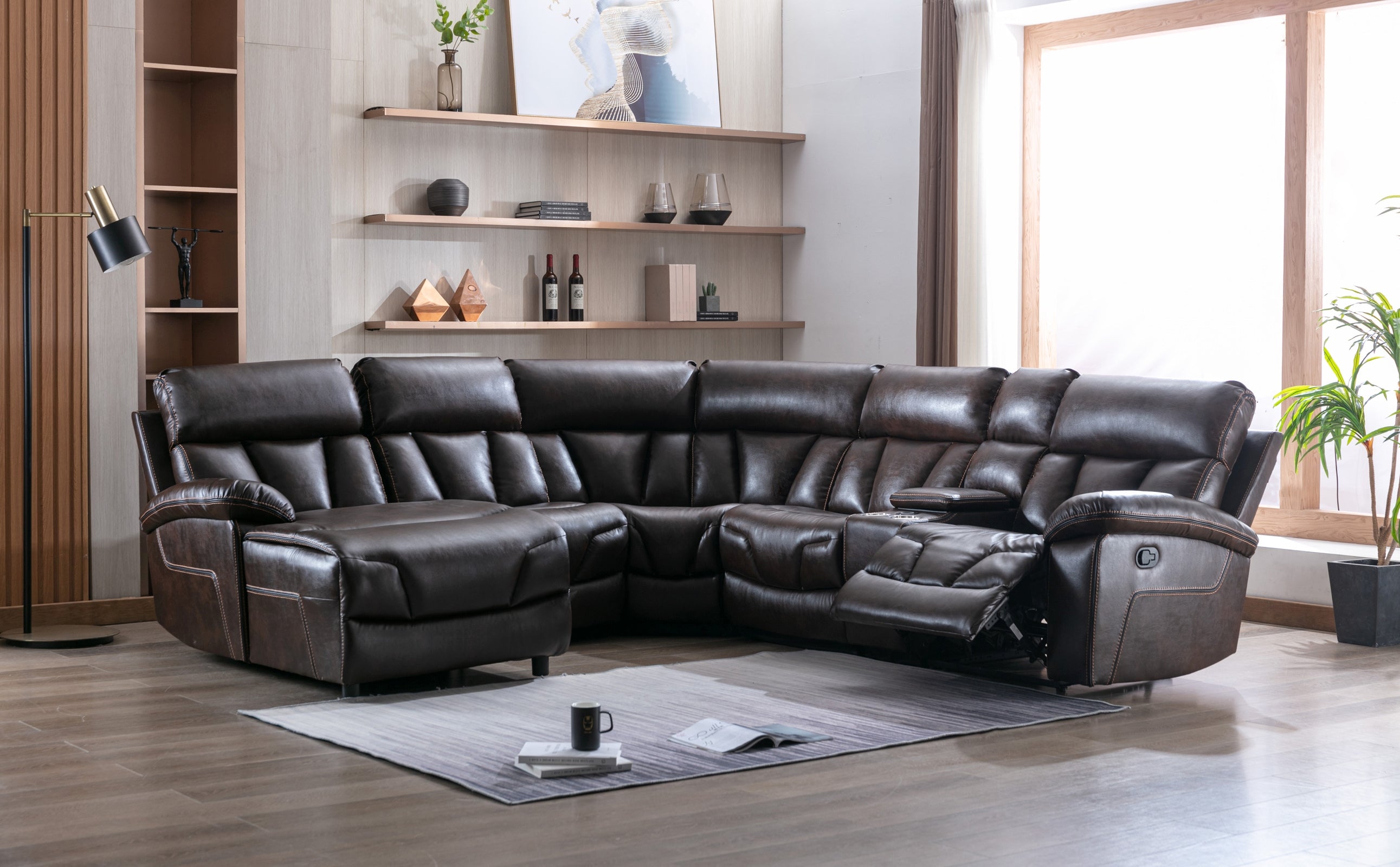 6-Piece Modular Brown Reclining Sectional with Left Side Chaise 99931BRWSS6L