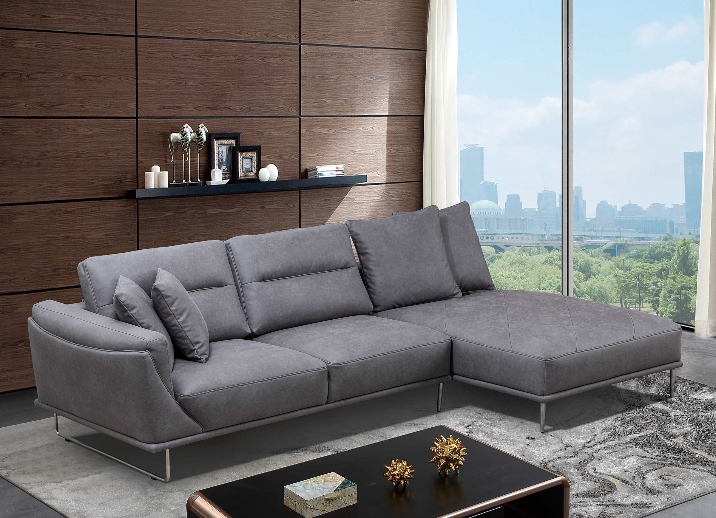 Zinia Sectional Sofa Grey 99942