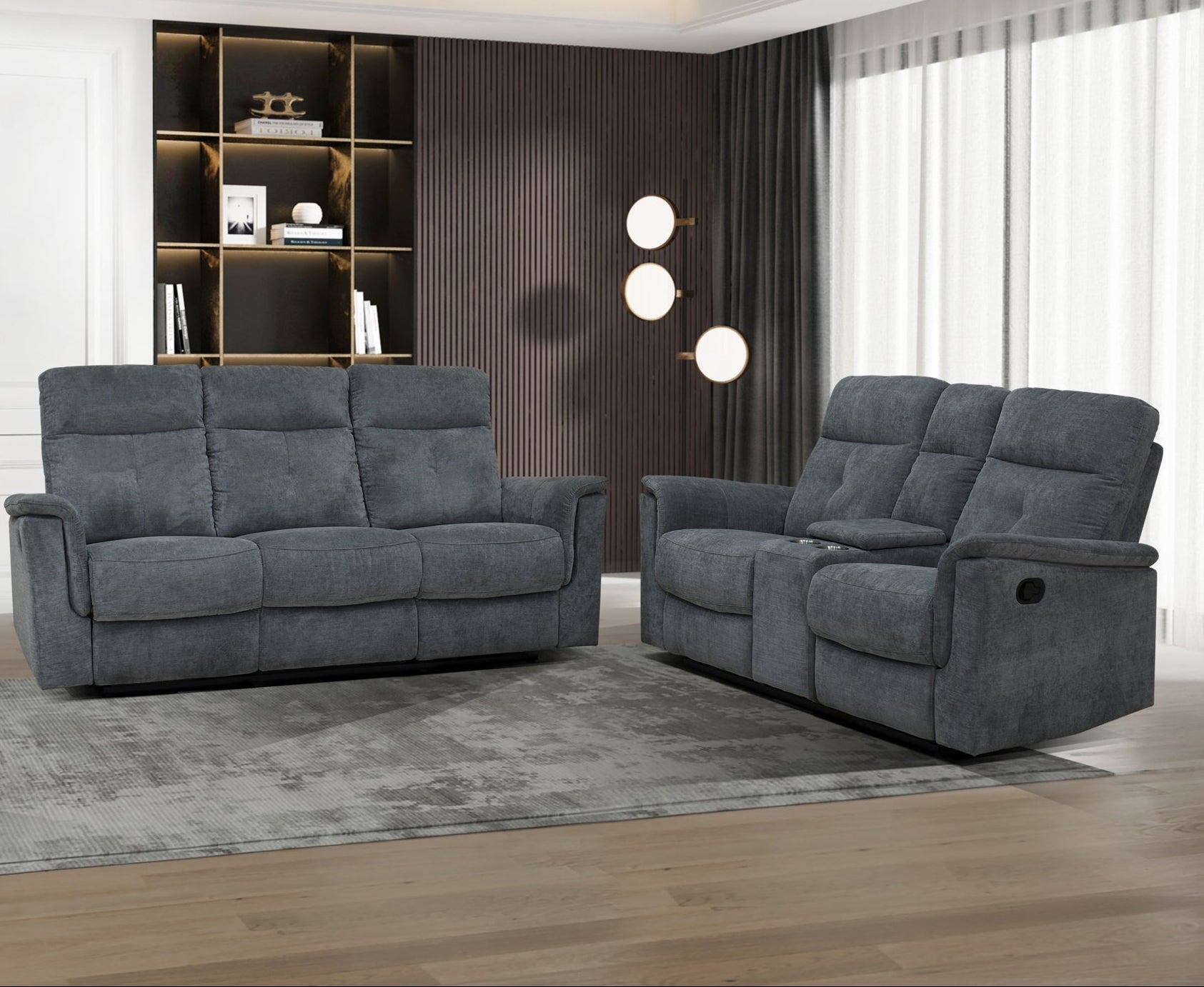 Grey Fabric Ellesmere Reclining Sofa Collection 99944GRY