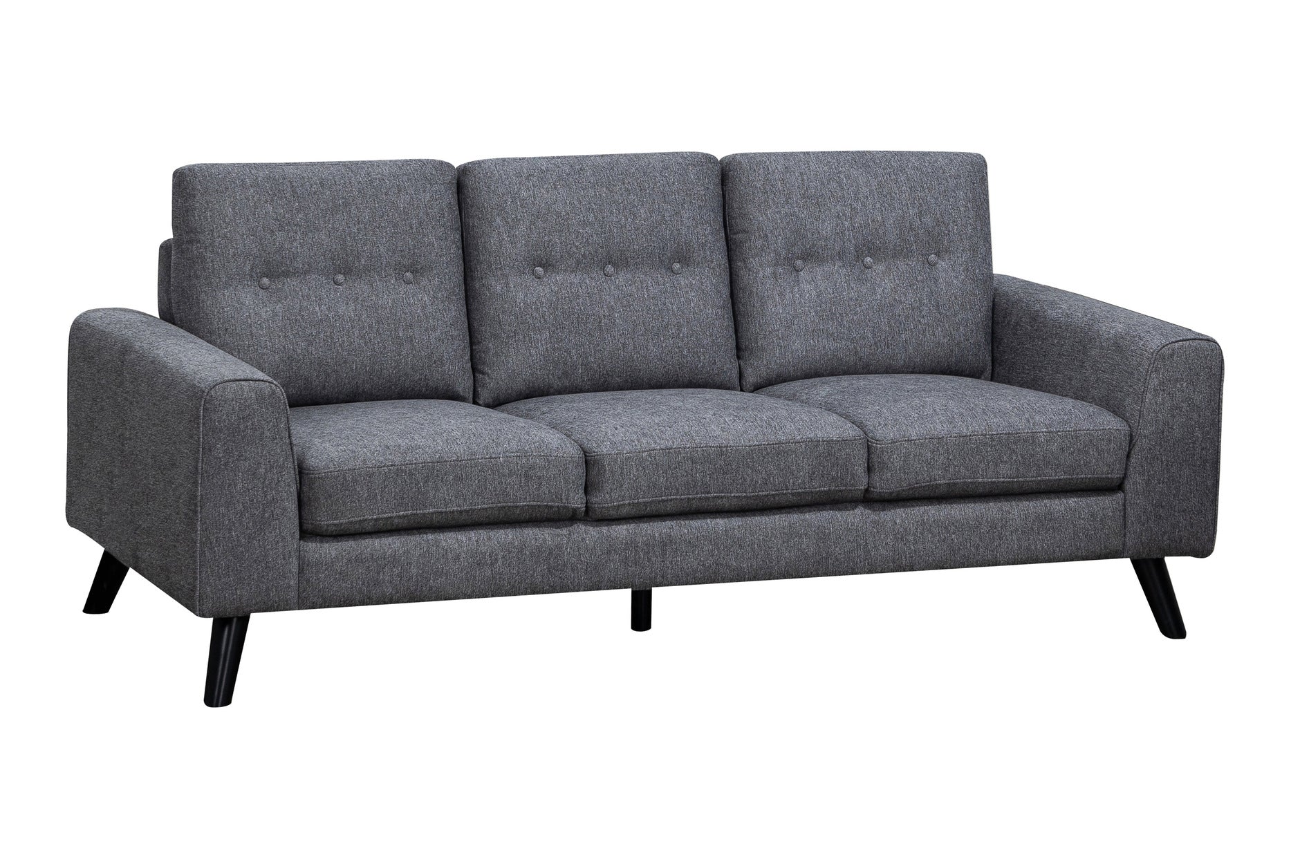 Evelyn Grey Chenille Fabric Sofa with Black Legs 99947GRY