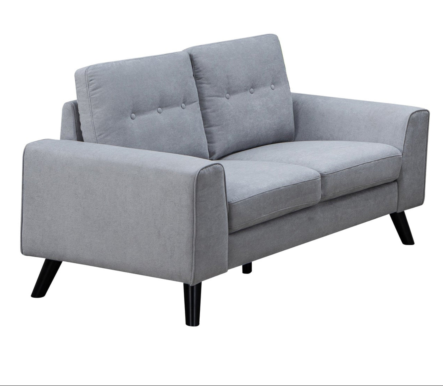 Evelyn Light Grey Chenille Fabric Loveseat with Black Legs 99947LGY