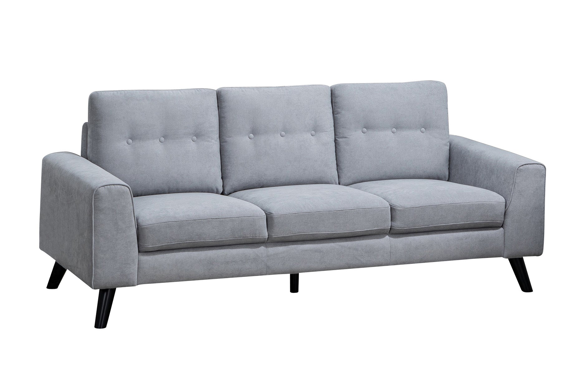 Evelyn Light Grey Chenille Fabric Sofa with Black Legs 99947LGY