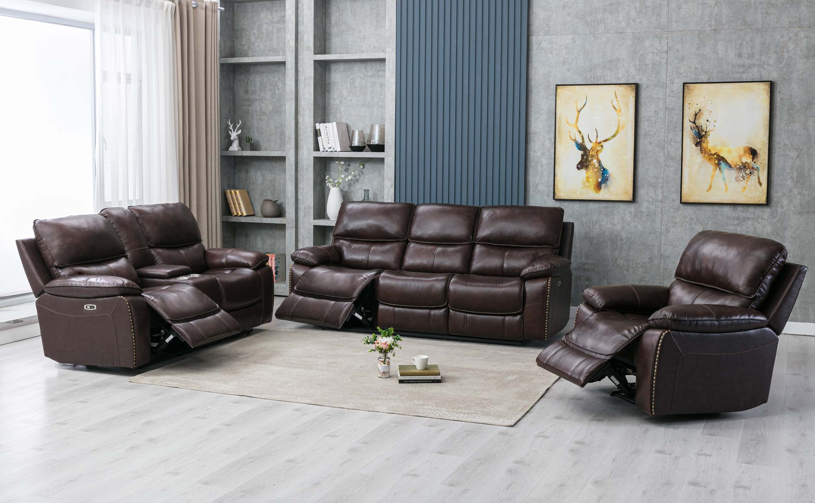 Gilbert Power Reclining Collection Top Grain Leather Brown 99972