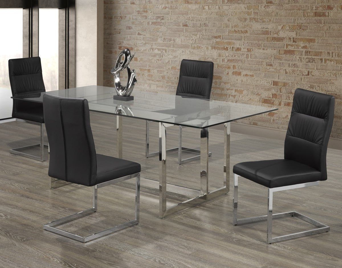 Baxton Contemporary Styling Black Dining Table With 4 Chairs 5001