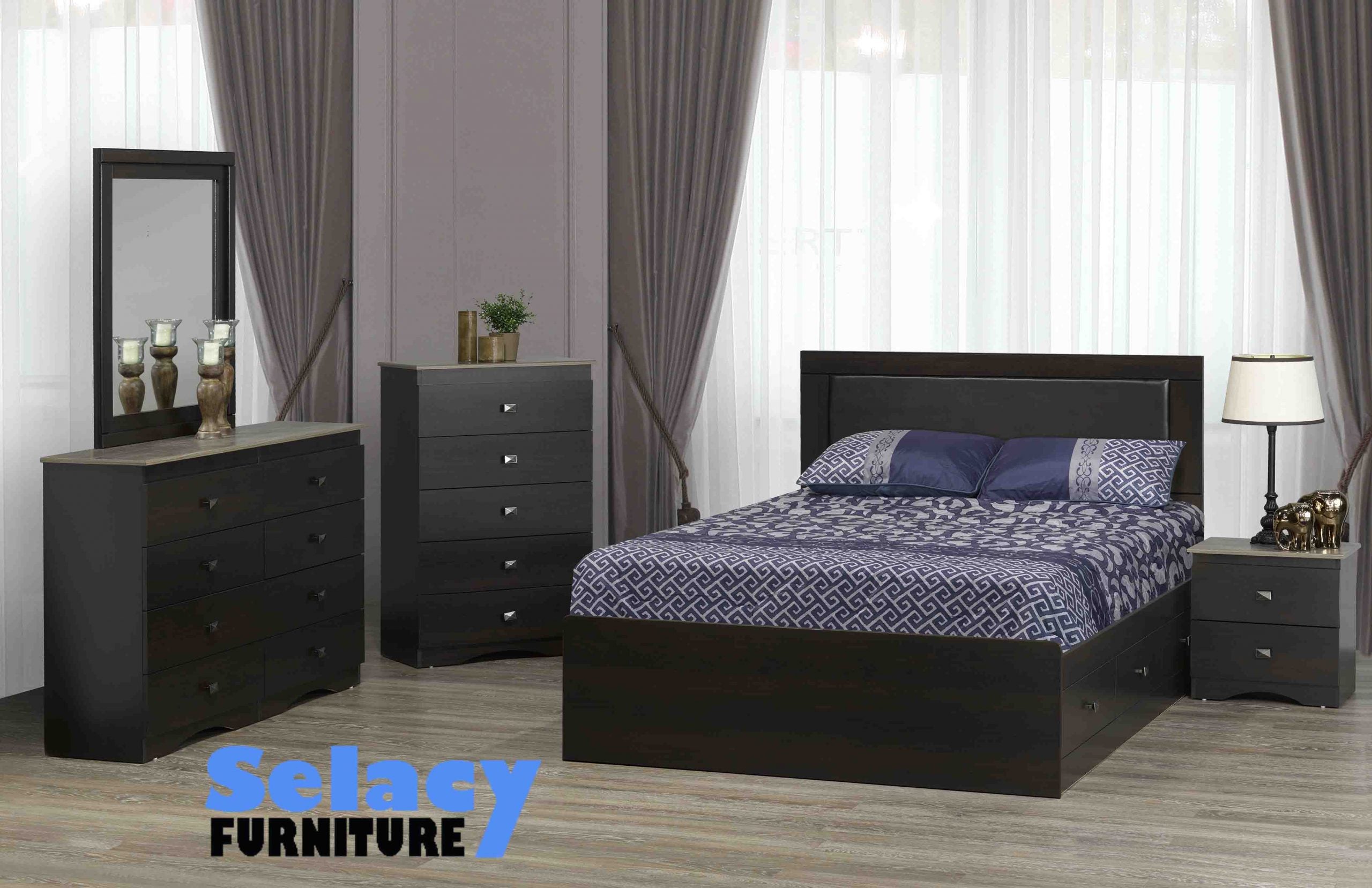 Queen 6 PC Bedroom Set - DARK OAK & MARKET OAK - A7