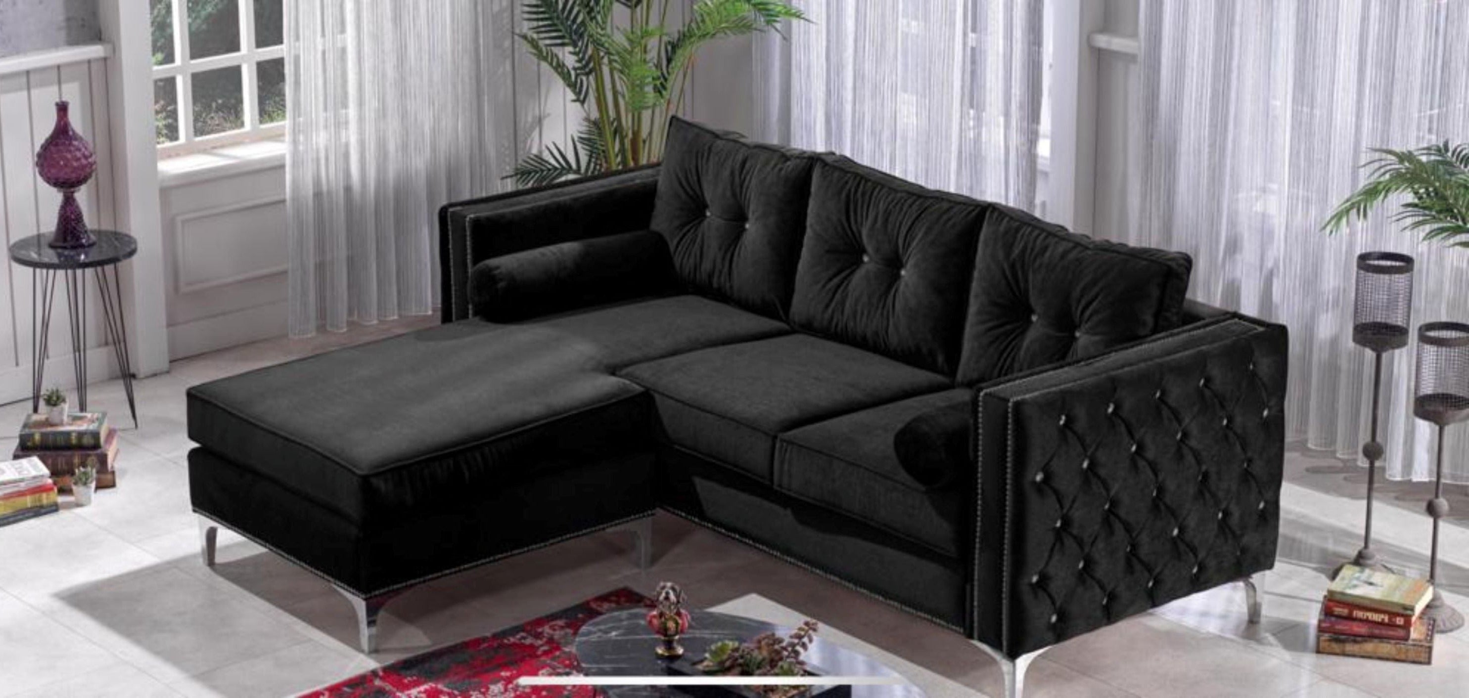 Alaska Sectional Sofa - Black Velvet