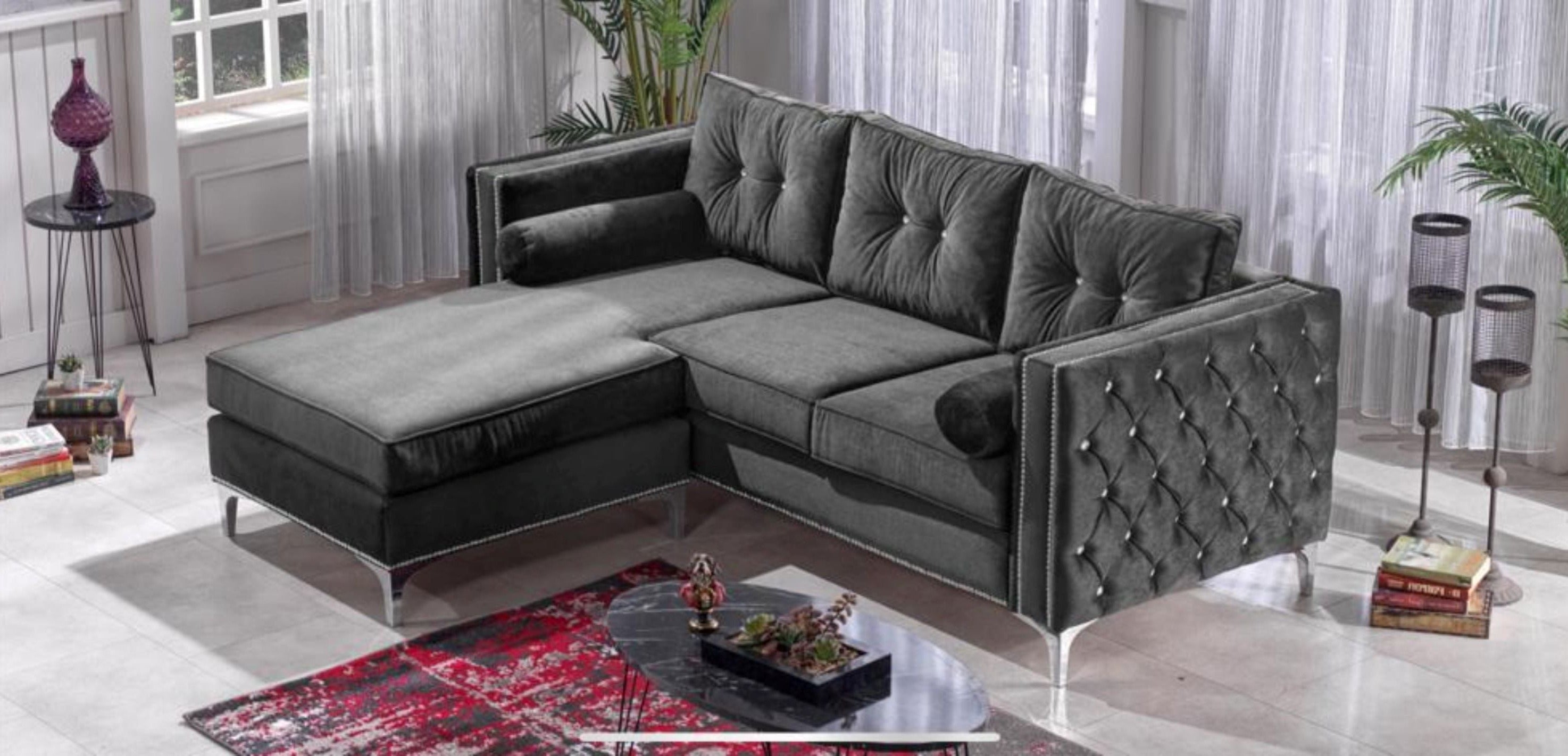 Alaska Sectional Sofa - Grey Velvet