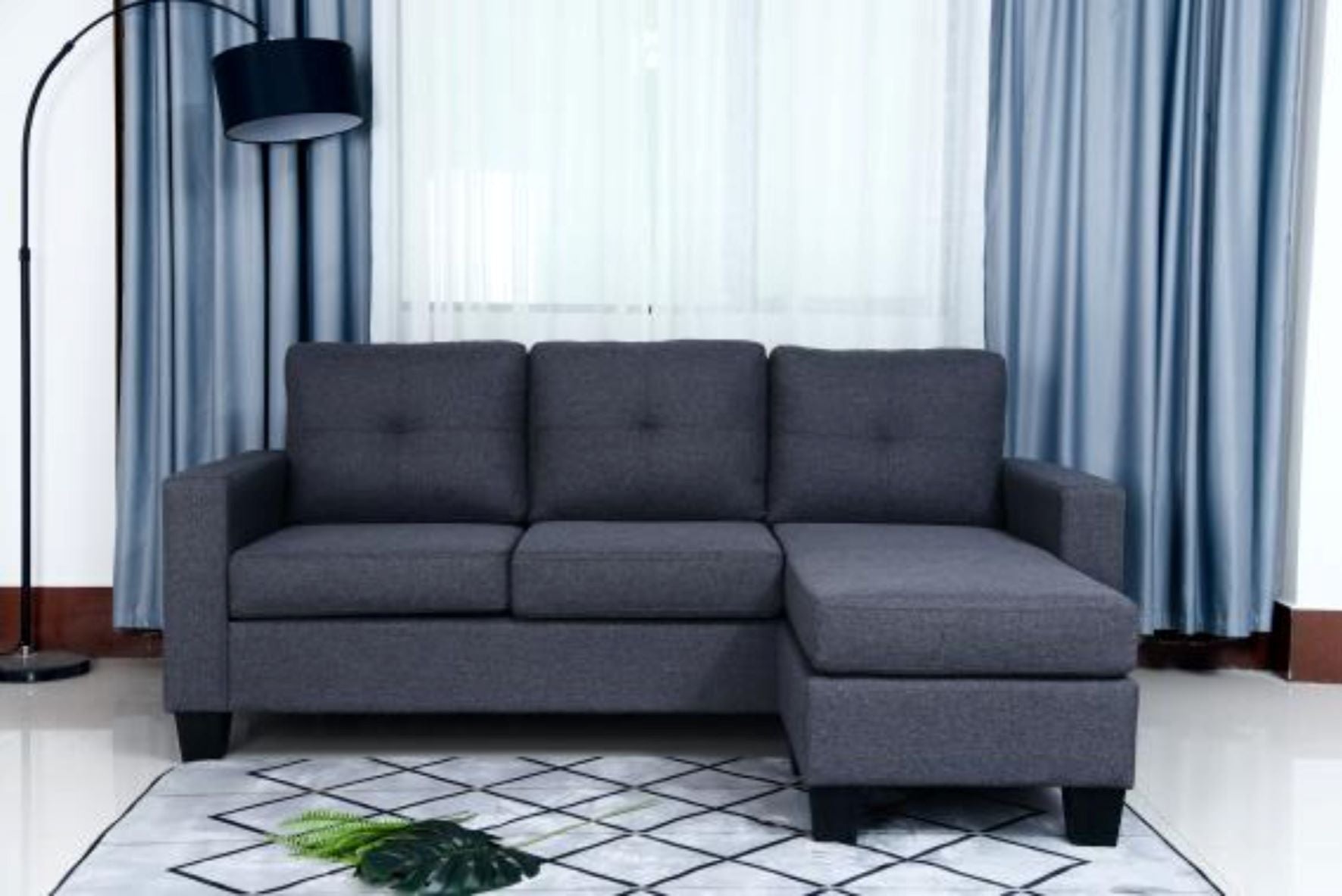 Anna Sectional Sofa - Grey Fabric