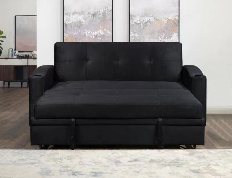 Ashley Black Velvet Sofa Bed