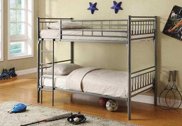 Grey Single / Single Metal Bunk Bed - 512-G
