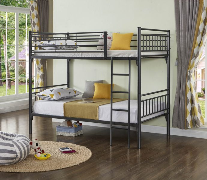 Grey Single / Single Metal Bunk Bed - 512-G