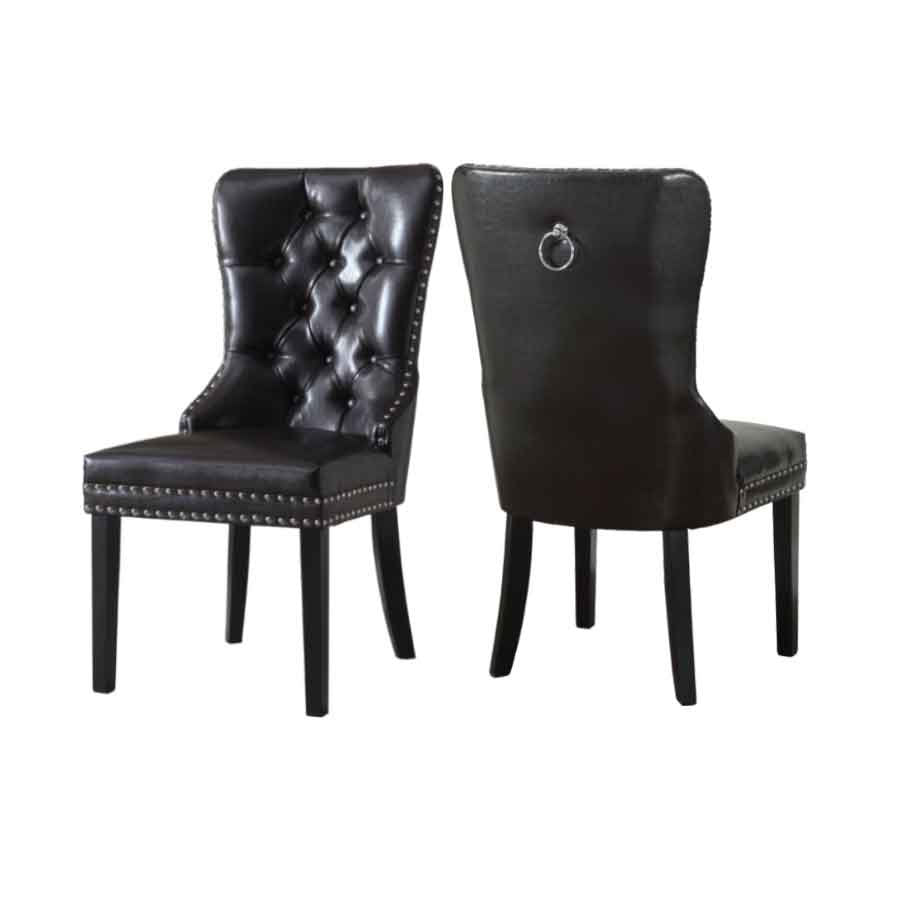 2 Piece PU Black Dining Chair C-1150