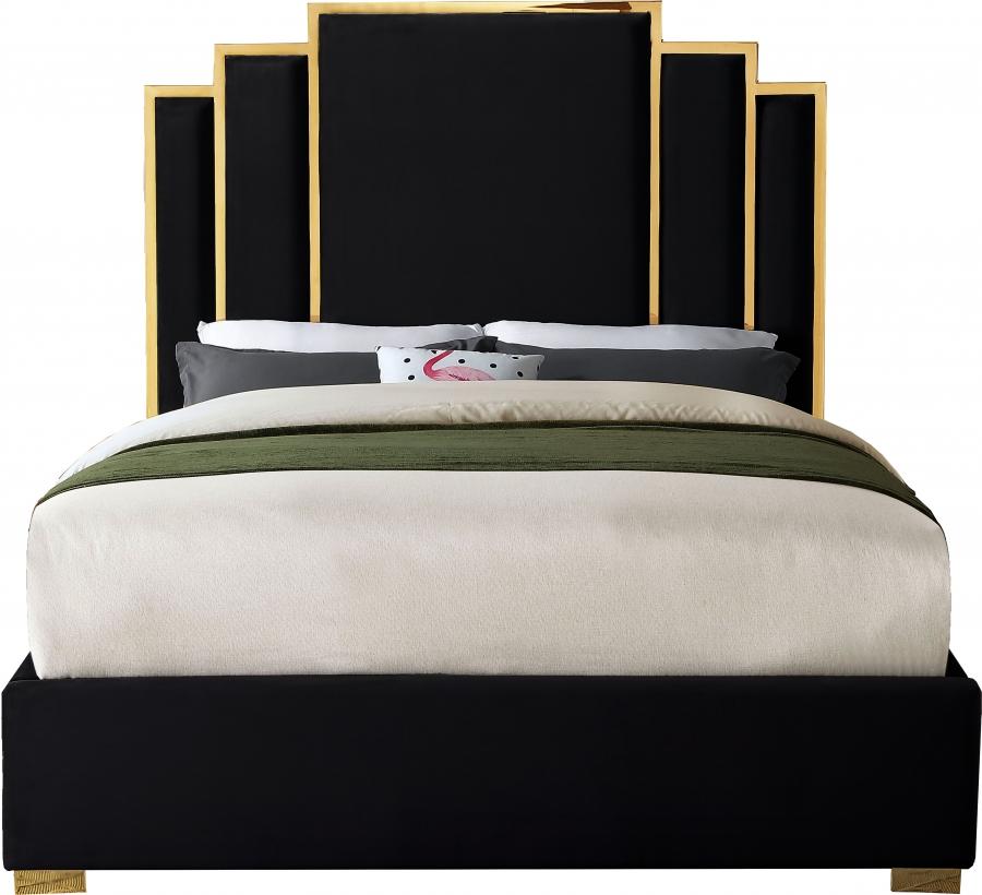 Chloe Chanel Bed - Black Velvet With Gold Trim