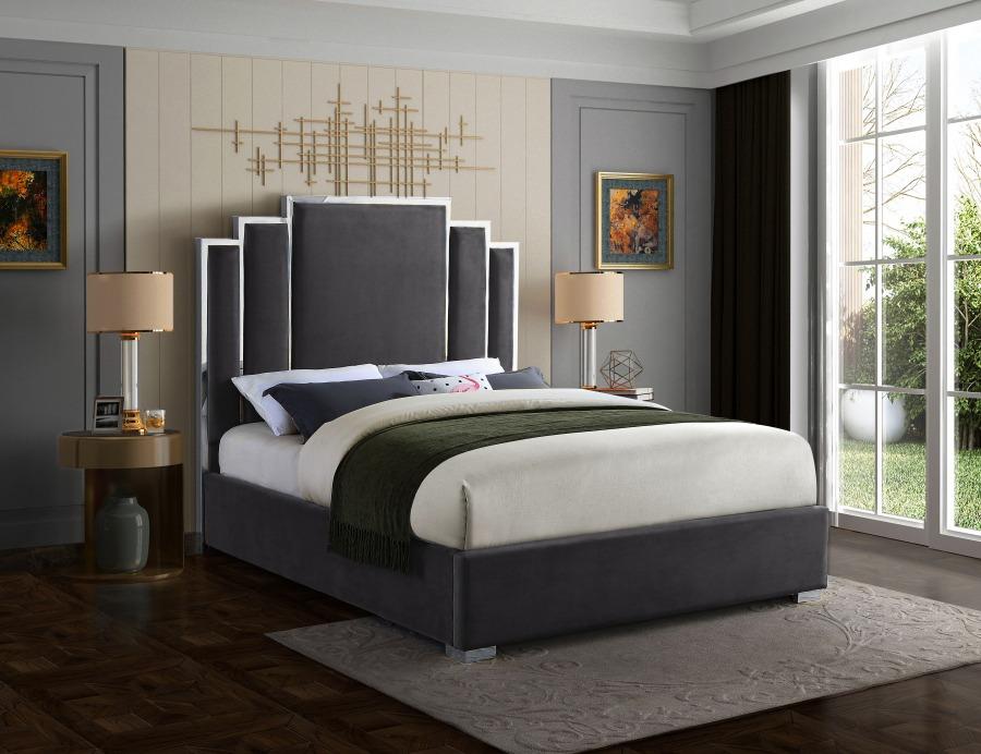 Chloe Chanel Bed - Grey Velvet With Silver Trim