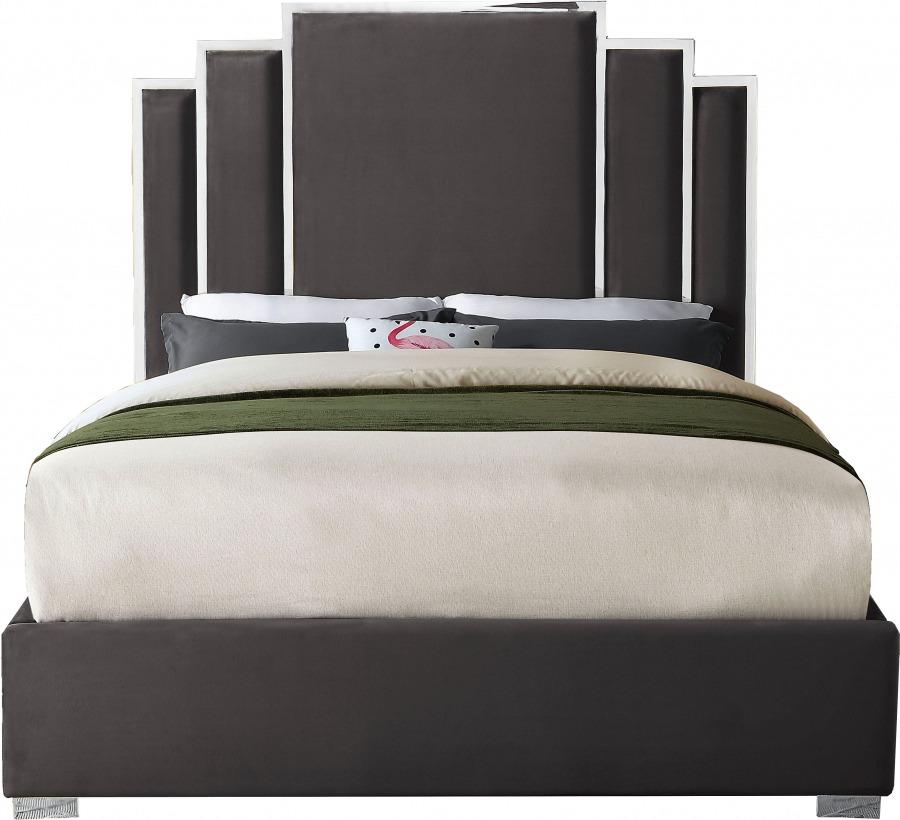 Chloe Chanel Bed - Grey Velvet With Silver Trim