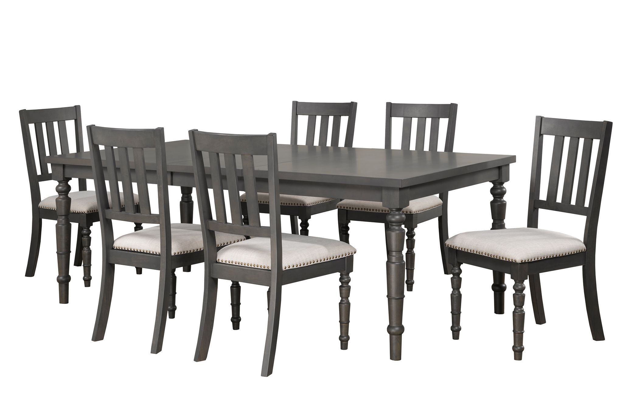 Wooden Dining Table With 6 Fabric Chairs Set 5142-02