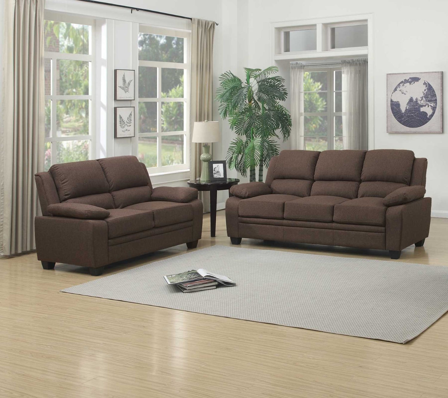 Brown Fabric sofa Set