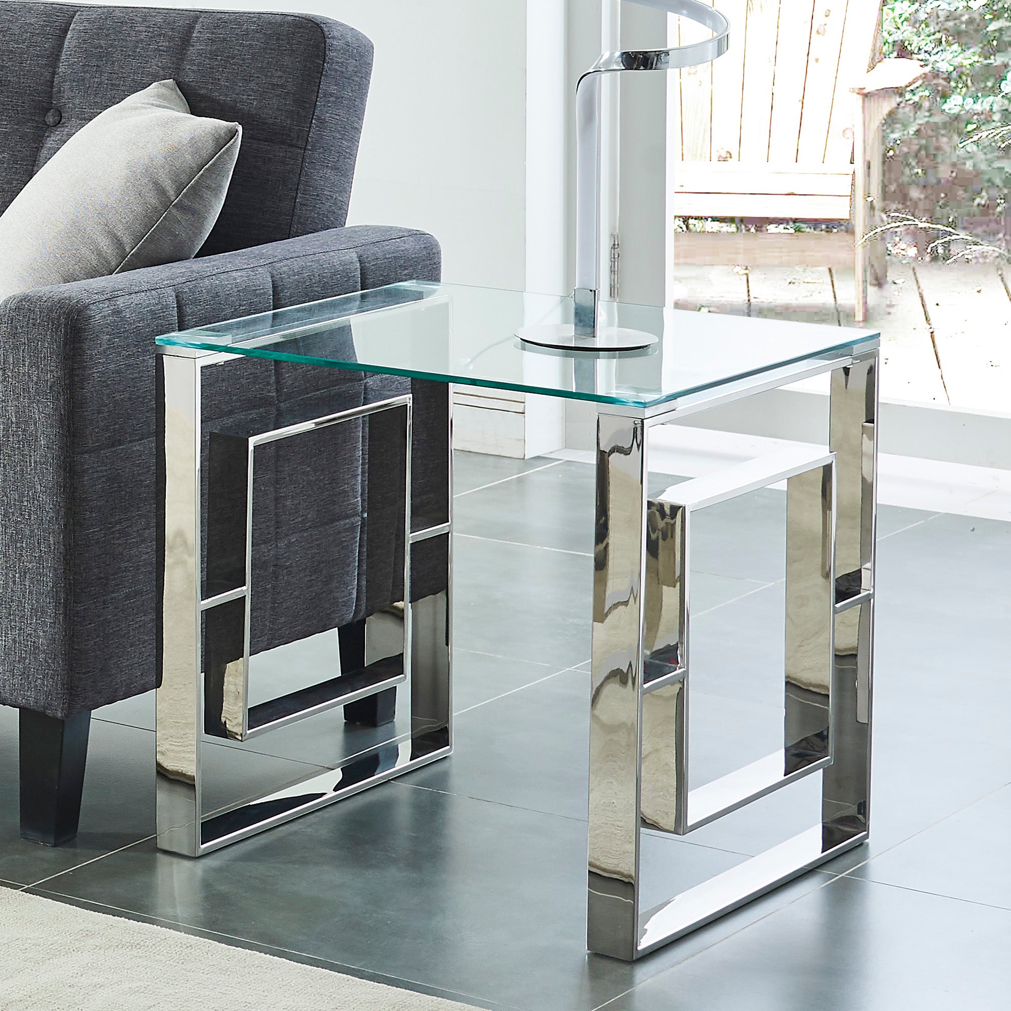 Eros Accent Table in Silver 501-482CH
