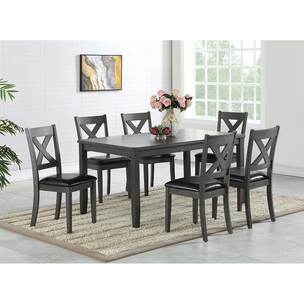 Wooden Dining Table With 6 Chairs Set Grey 276