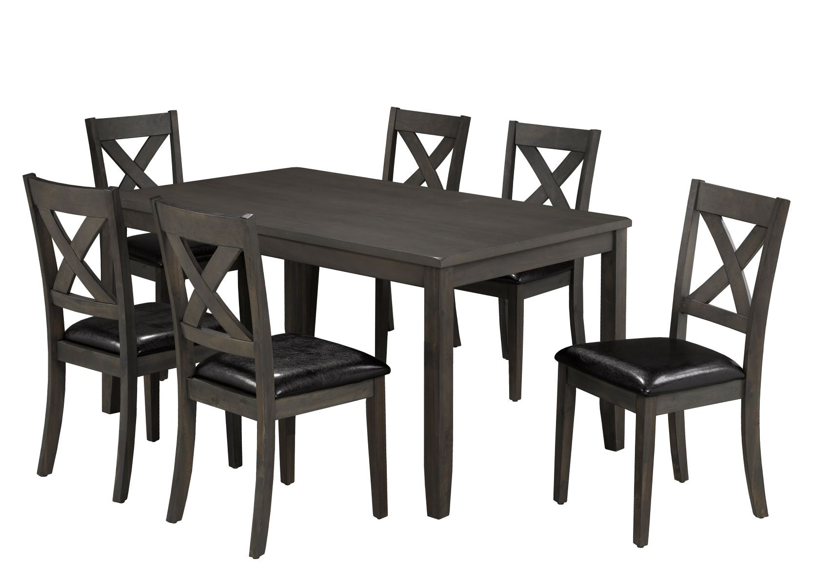 Wooden Dining Table With 6 Chairs Set Grey 276