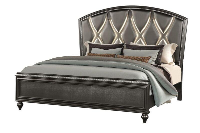 Ginger Gray Bed With LED Headboard 1141