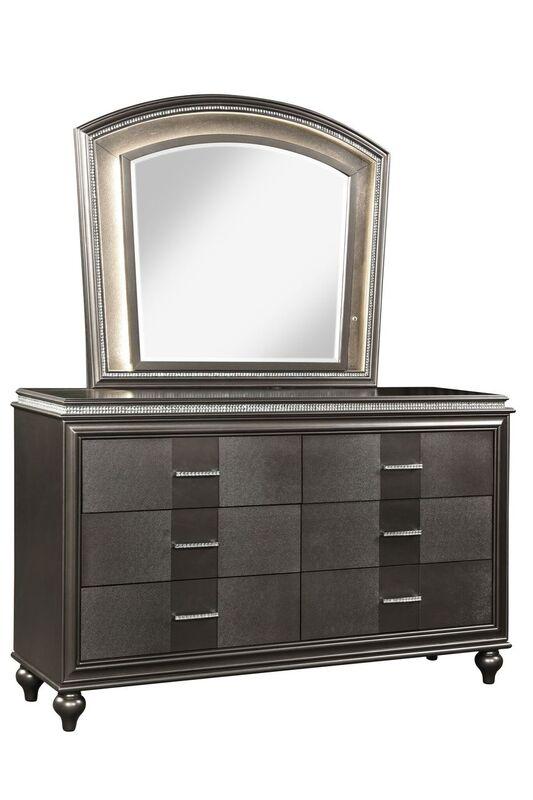 Ginger Gray Bedroom Set With LED Headboard 1141