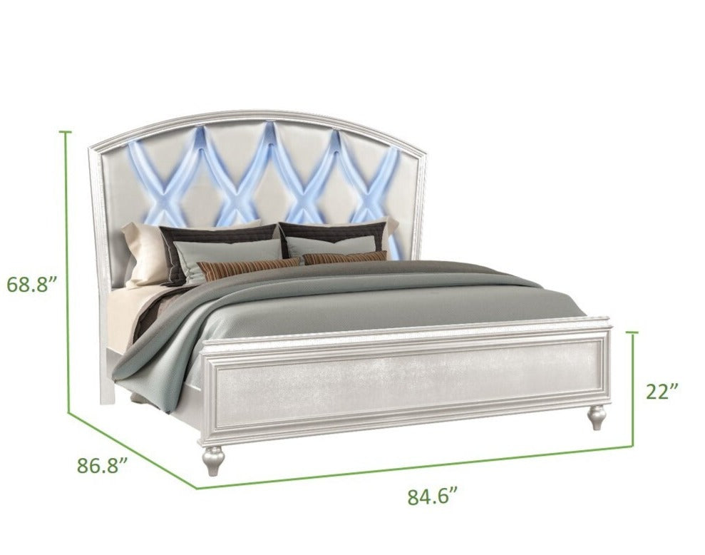 Ginger White Bed With LED Headboard 1141