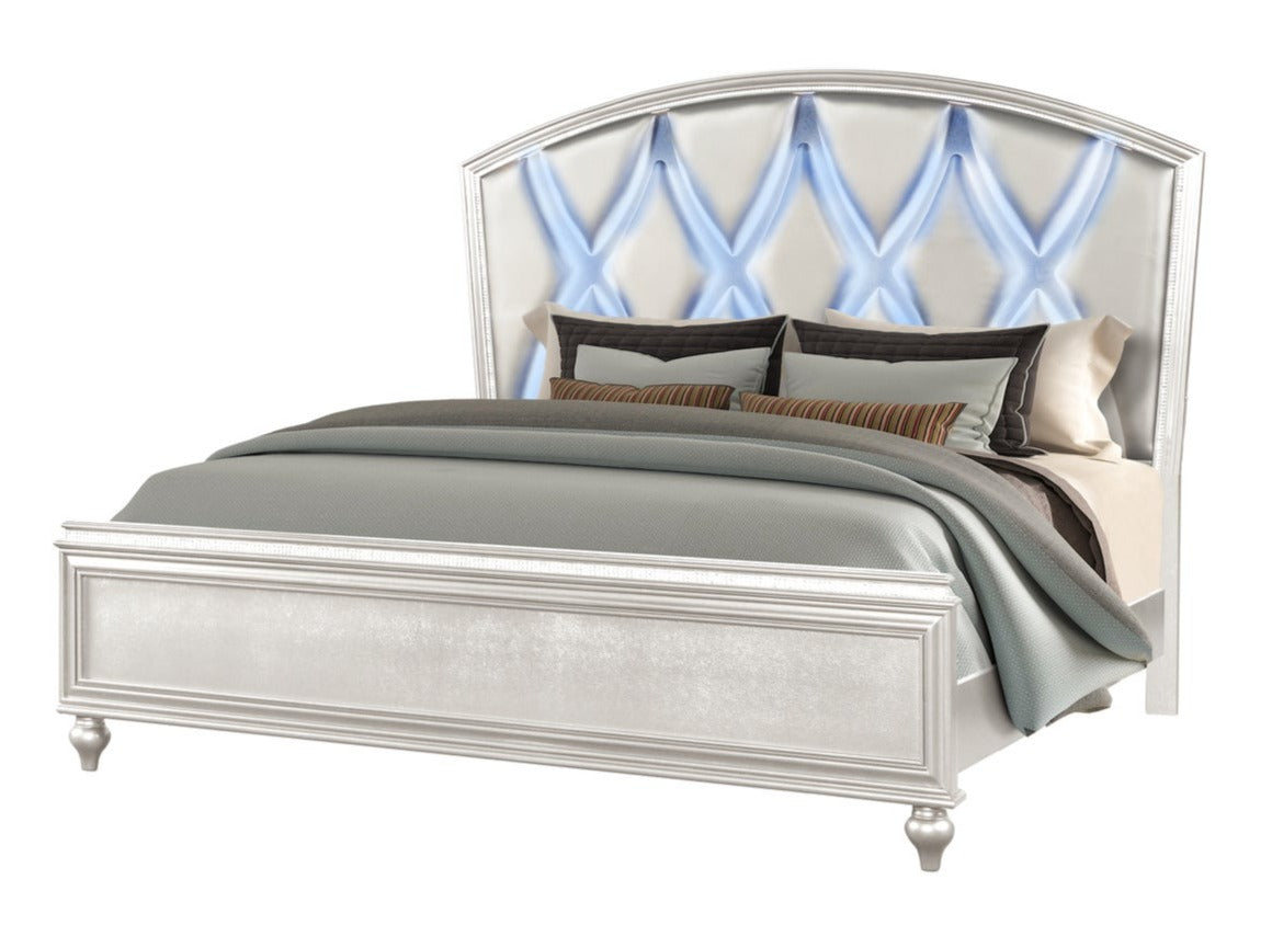 Ginger White Bed With LED Headboard 1141