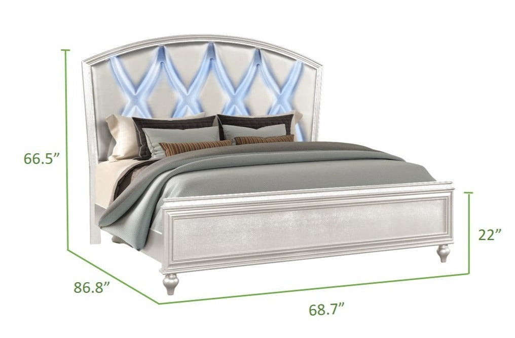 Ginger White Bed With LED Headboard 1141