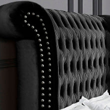 Hazel Black Velvet Round Storage Bed 423