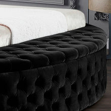 Hazel Black Velvet Round Storage Bed 423