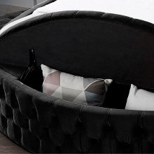Hazel Black Velvet Round Storage Bed 423