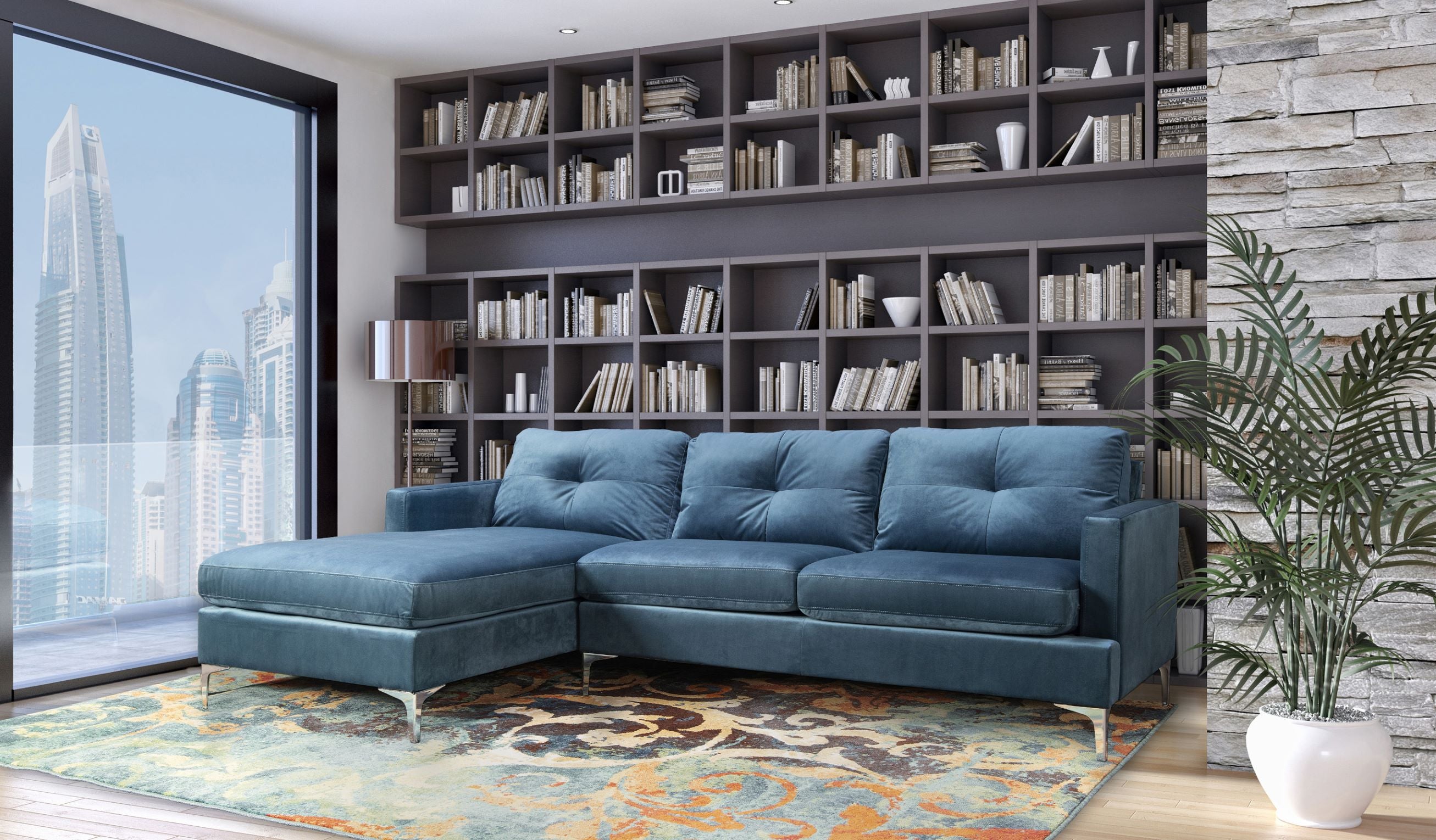 Hamilton Sectional Sofa Blue Velvet - 99814