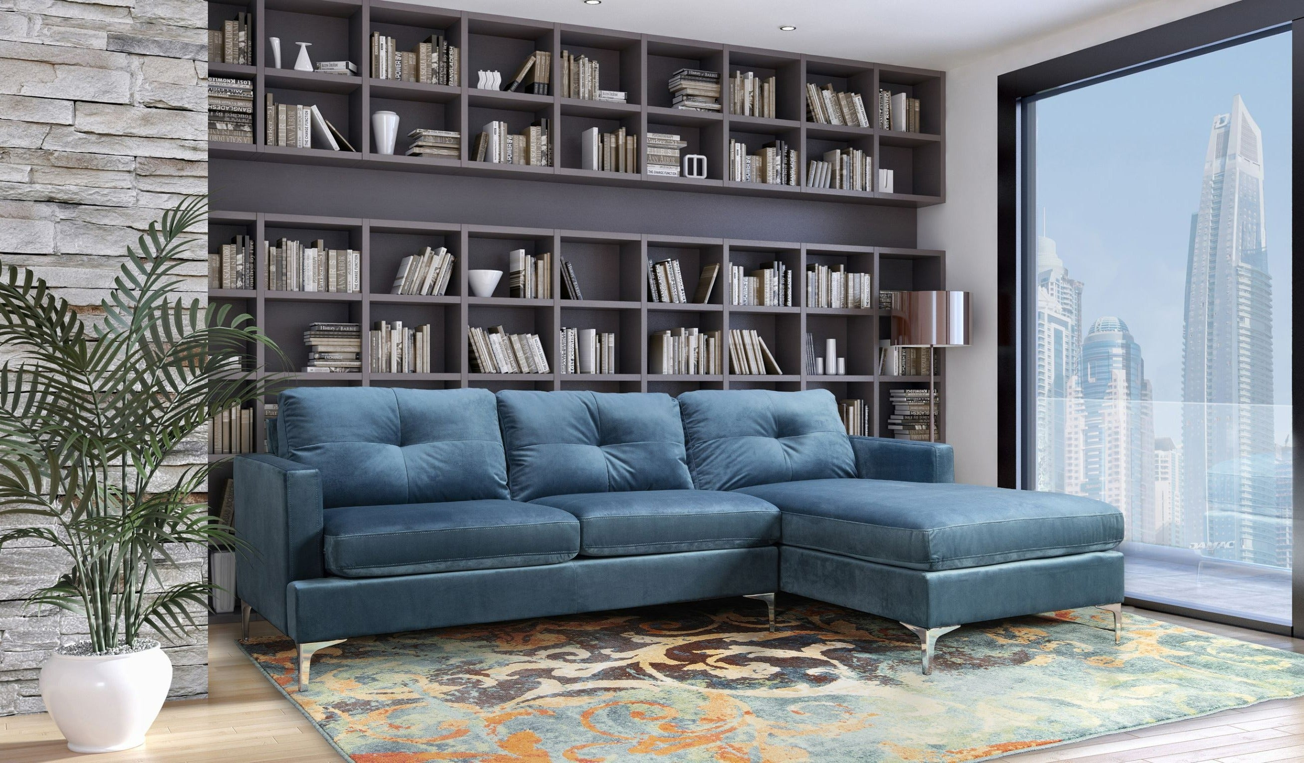 Hamilton Sectional Sofa Blue Velvet - 99814