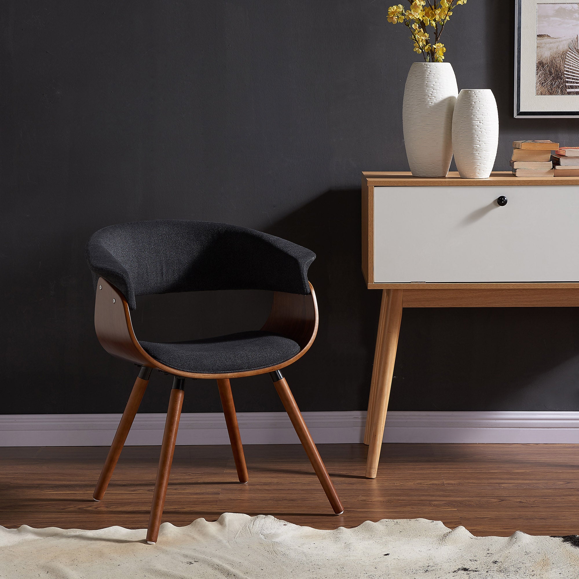 Holt Accent/Dining Chair in Charcoal and Walnut 403-981CH